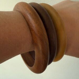 Trio of Natural Wooden Bangles